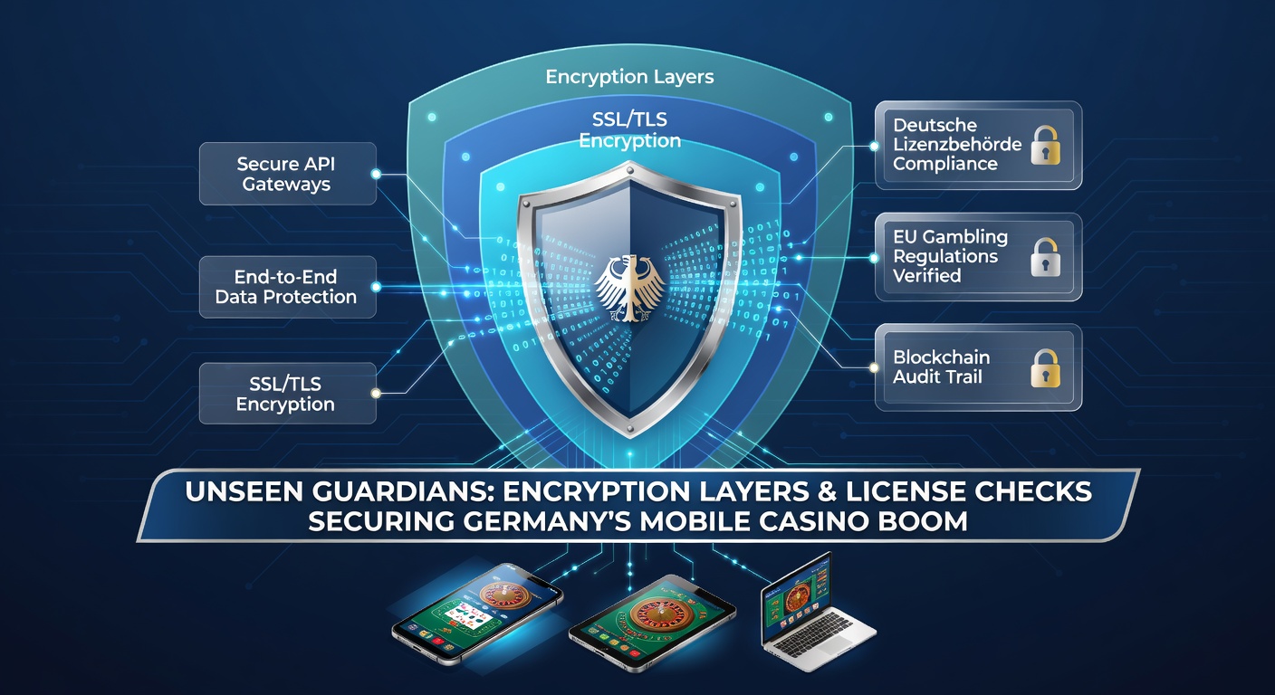 Detaillierte Darstellung von Lizenzschecks und Verschlüsselungsprotokollen in einer mobilen Casino-Umgebung